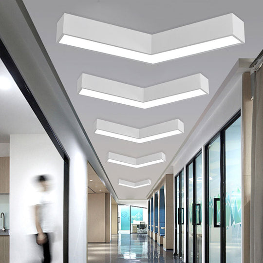 Sleek Metal V-Shaped Led Flush Mount Ceiling Light For Reception Room