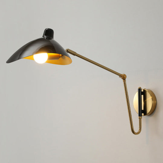 Duckbill Reading Light Metal Sconce - Adjustable Joint Perfect For Single Bedroom Gloss Black / 25.5