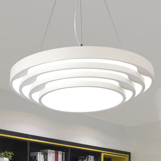 Contemporary Tapered Round Pendant Ceiling Light In Black/White With Led & Multiple Options - Ideal