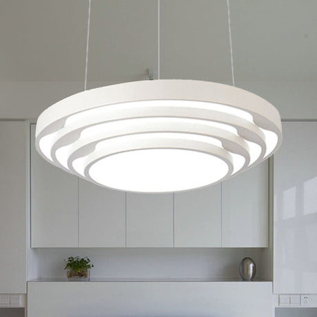 Contemporary Tapered Round Pendant Ceiling Light In Black/White With Led & Multiple Options - Ideal