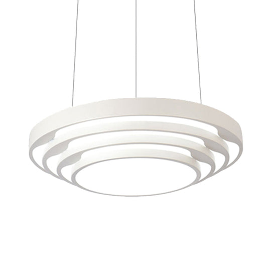 Modern Tapered Round Pendant Ceiling Light Kit - Metal Led Hanging In Black/White Warm/White/Natural