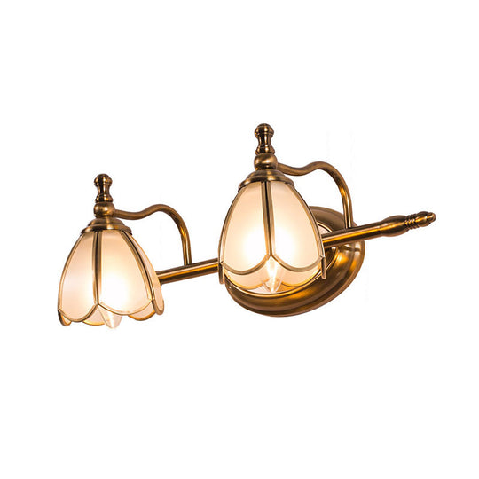 Bronze Colonial-Chic White Glass Scalloped Wall Light For Bathroom Vanity 2 /
