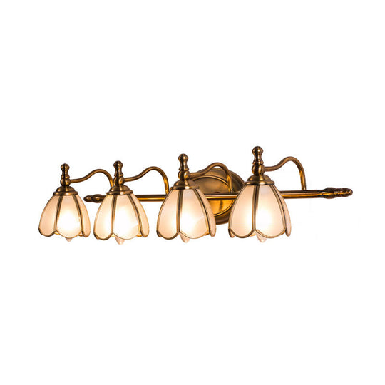 Bronze Colonial-Chic White Glass Scalloped Wall Light For Bathroom Vanity 4 /