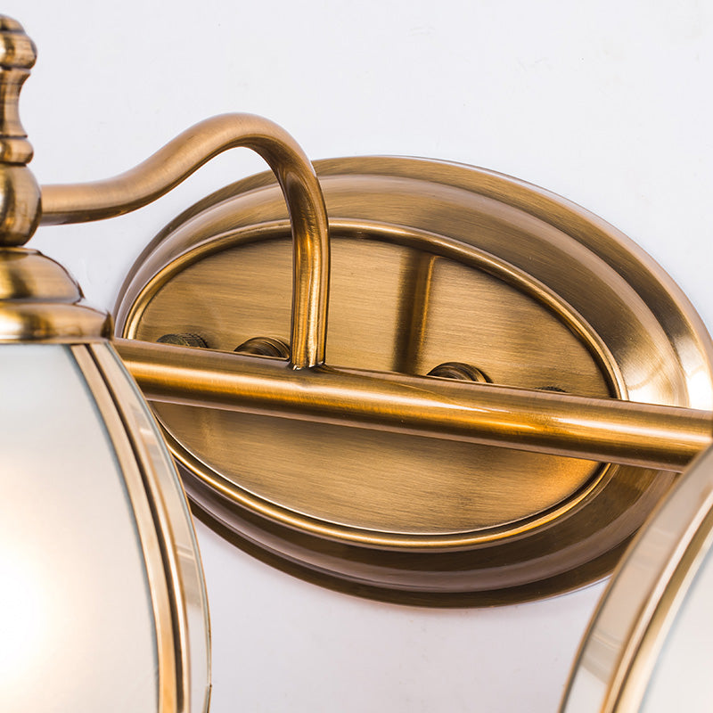 Bronze Colonial-Chic White Glass Scalloped Wall Light For Bathroom Vanity