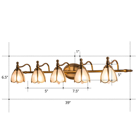 Bronze Colonial-Chic White Glass Scalloped Wall Light For Bathroom Vanity