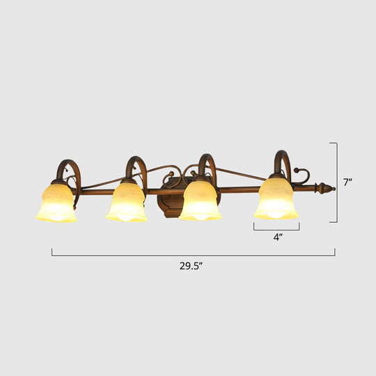 Rustic Beige Glass Vanity Mirror Light: Carillon Shaped Wall Mounted Fixture For Bathrooms