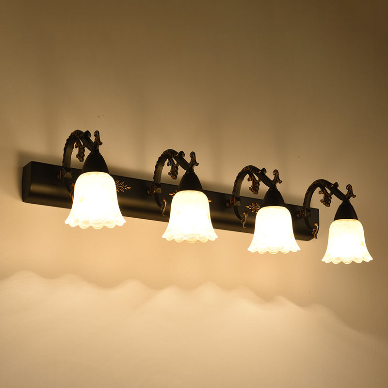 Ivory Glass Wall Mount Vanity Sconce - Classic Flower Design Ideal For Bathrooms