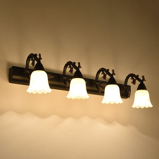 Ivory Glass Wall Mount Vanity Sconce - Classic Flower Design Ideal For Bathrooms