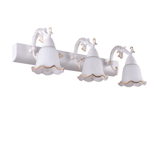 Ivory Glass Wall Mount Vanity Sconce - Classic Flower Design Ideal For Bathrooms