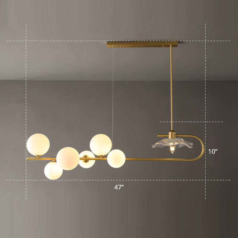 Stylish Brass Finish Postmodern Suspension Lamp With Glass Shade - Creative Island Light Featuring