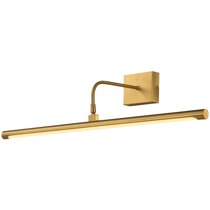 Minimalist Led Mirror Light With Pivot Joint - Acrylic Tubular Vanity Wall Sconce In Brass