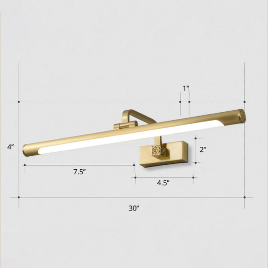 Rotating Tube Wall Vanity Light - Traditional Metal Led Bathroom Lighting Fixture