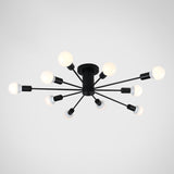 Modern Industrial Metal Flush Mount Ceiling Light Fixture 10 / Black
