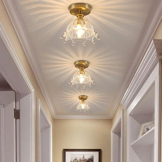 Modern Floral Glass Ceiling Light - Elegant Single - Bulb Foyer Flush Fixture