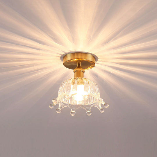 Modern Floral Glass Ceiling Light - Elegant Single - Bulb Foyer Flush Fixture