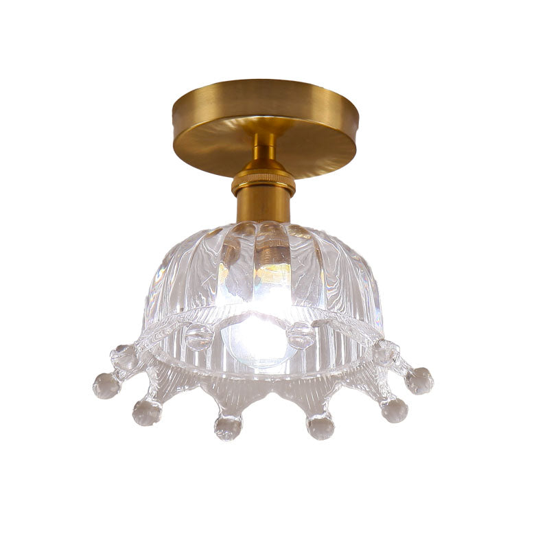 Modern Floral Glass Ceiling Light - Elegant Single - Bulb Foyer Flush Fixture
