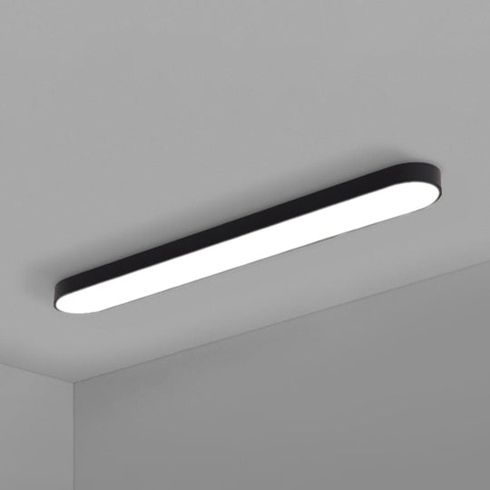 Sleek Aluminum Led Flush Mount Lamp: Elliptical Design For Minimalistic Meeting Rooms Black / 48’