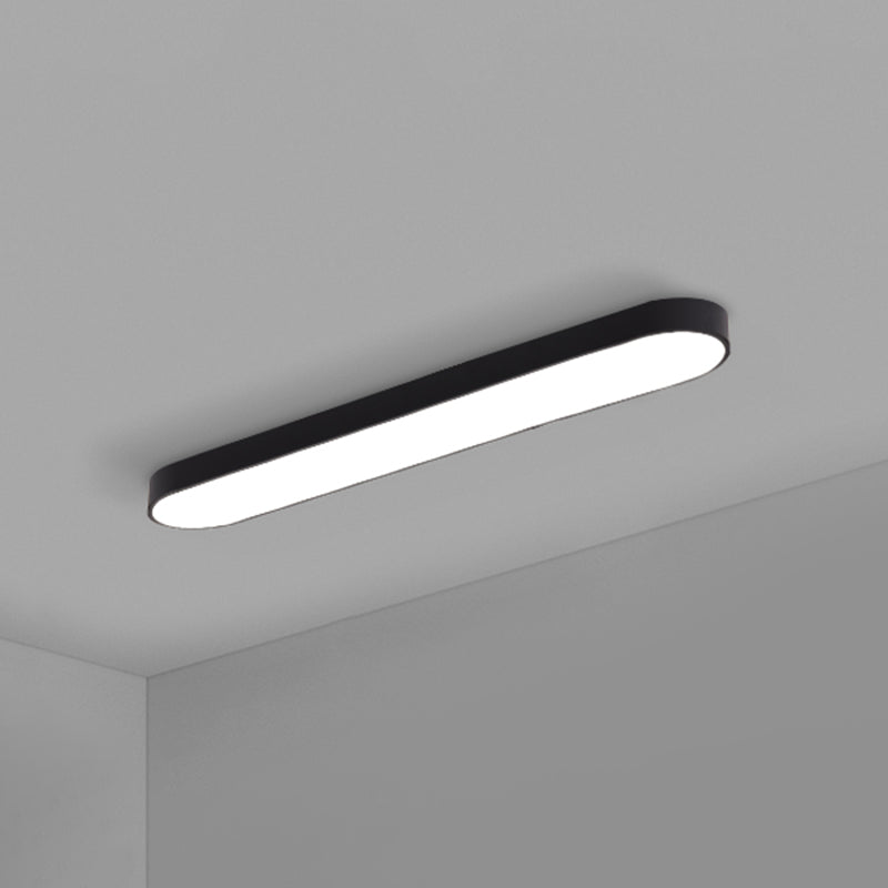 Sleek Aluminum Led Flush Mount Lamp: Elliptical Design For Minimalistic Meeting Rooms Black / 36’