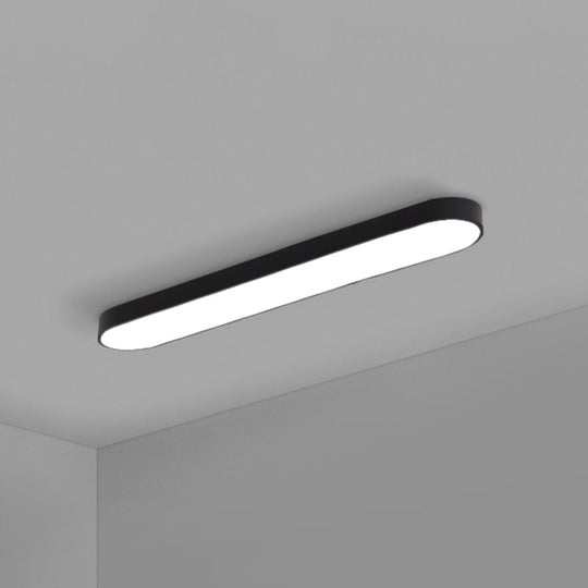 Sleek Aluminum Led Flush Mount Lamp: Elliptical Design For Minimalistic Meeting Rooms Black / 36’