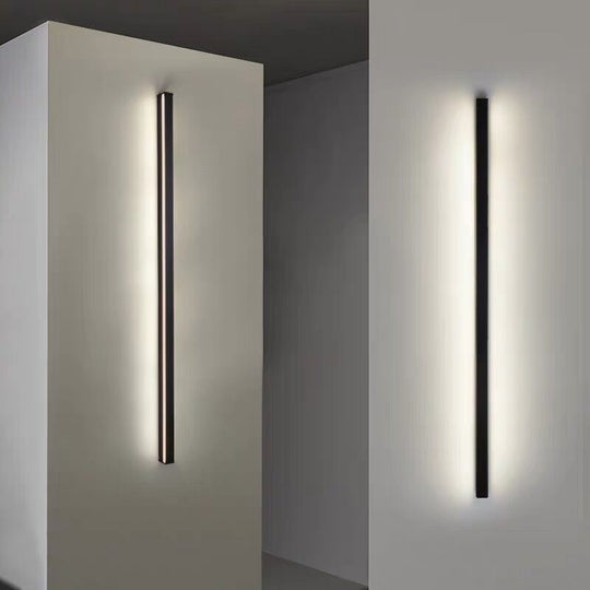 Sleek Black Led Wall Sconce For Hallways - Linear Flush Mount Design