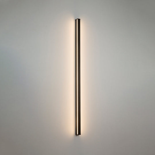 Sleek Black Led Wall Sconce For Hallways - Linear Flush Mount Design / Warm 59