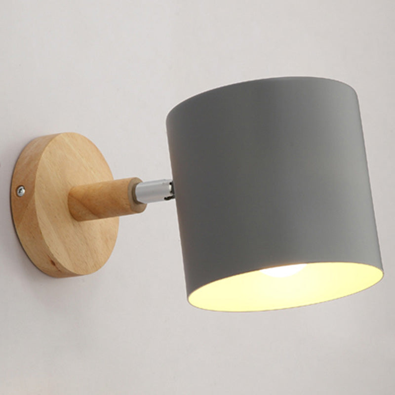 Macaron Style Rotatable Shade Wall Mounted Reading Light - 1-Light Metal Lamp For Bedroom Grey /