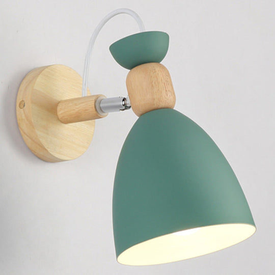 Macaron Style Rotatable Shade Wall Mounted Reading Light - 1-Light Metal Lamp For Bedroom Green /