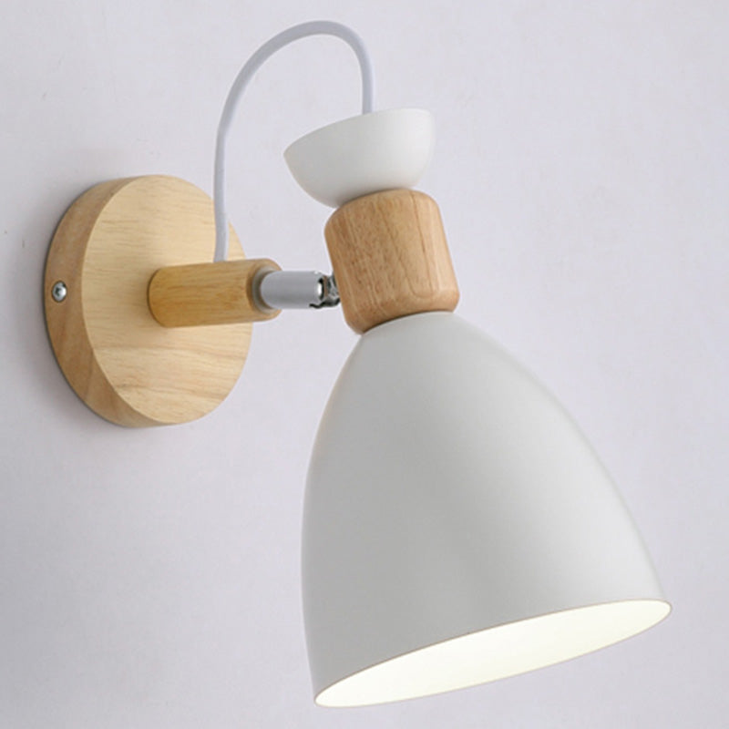 Macaron Style Rotatable Shade Wall Mounted Reading Light - 1-Light Metal Lamp For Bedroom White /