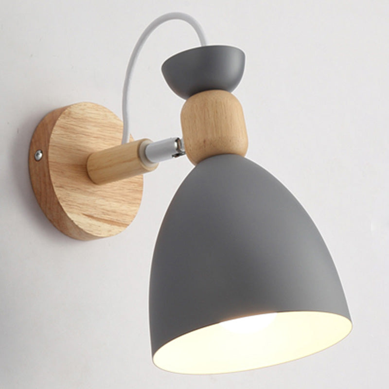 Macaron Style Rotatable Shade Wall Mounted Reading Light - 1-Light Metal Lamp For Bedroom Grey /