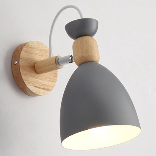 Macaron Style Rotatable Shade Wall Mounted Reading Light - 1-Light Metal Lamp For Bedroom Grey /