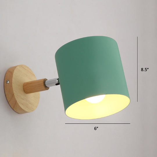 Macaron Style Rotatable Shade Wall Mounted Reading Light - 1-Light Metal Lamp For Bedroom