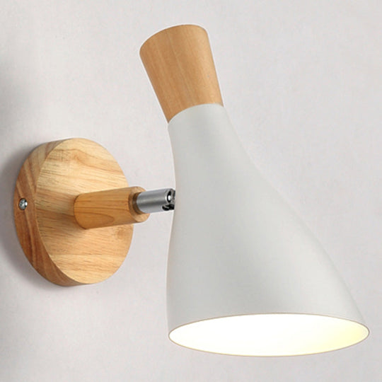 Macaron Style Rotatable Shade Wall Mounted Reading Light - 1-Light Metal Lamp For Bedroom White /