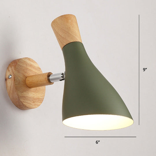 Macaron Style Rotatable Shade Wall Mounted Reading Light - 1-Light Metal Lamp For Bedroom