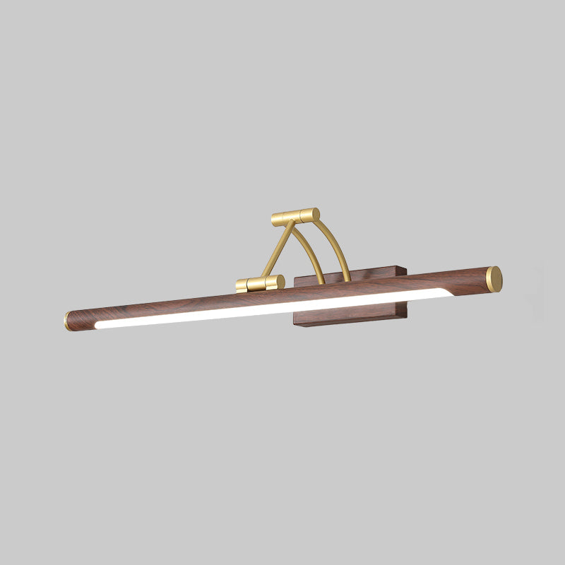 Led Wall Mount Vanity Light - Minimalist Tube Shape Acrylic Fixture With 3-Joint Swing Arm Dark Wood