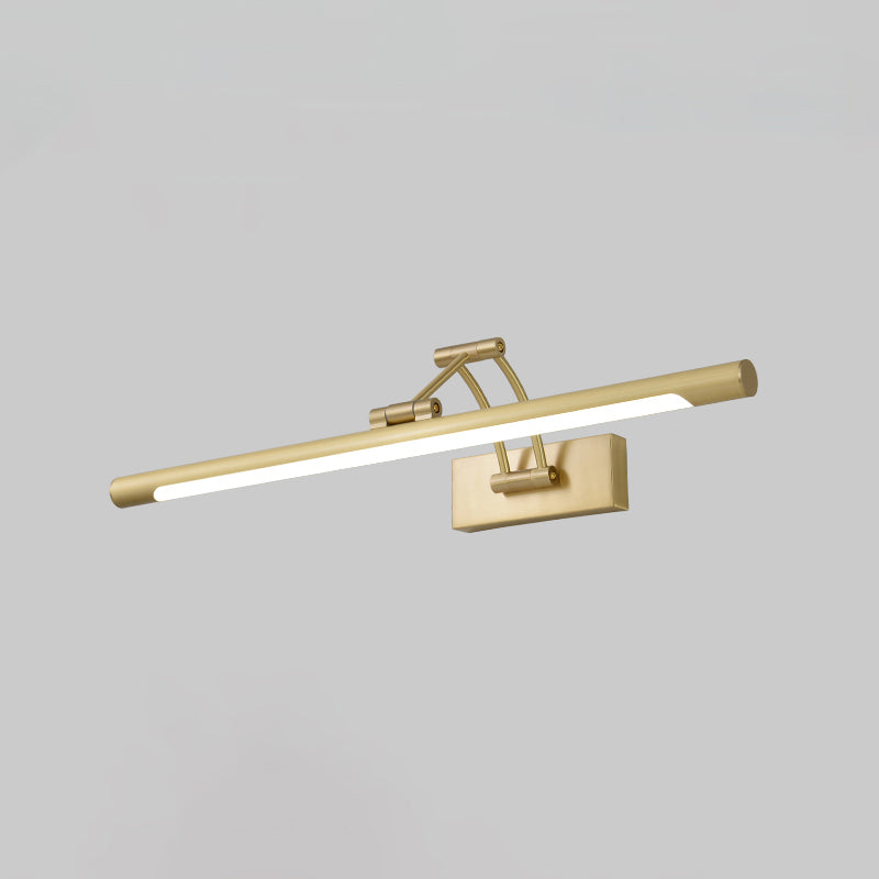 Led Wall Mount Vanity Light - Minimalist Tube Shape Acrylic Fixture With 3-Joint Swing Arm Brass /