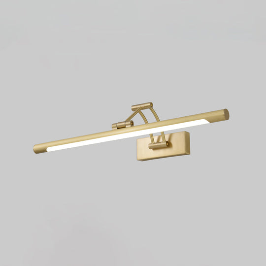 Led Wall Mount Vanity Light - Minimalist Tube Shape Acrylic Fixture With 3-Joint Swing Arm Brass /