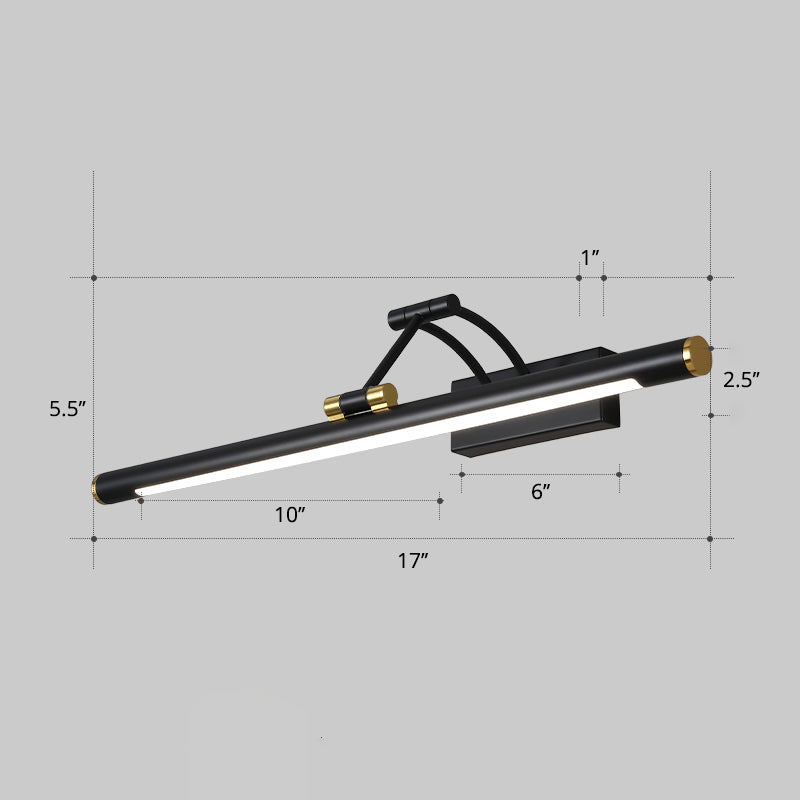 Led Wall Mount Vanity Light - Minimalist Tube Shape Acrylic Fixture With 3-Joint Swing Arm