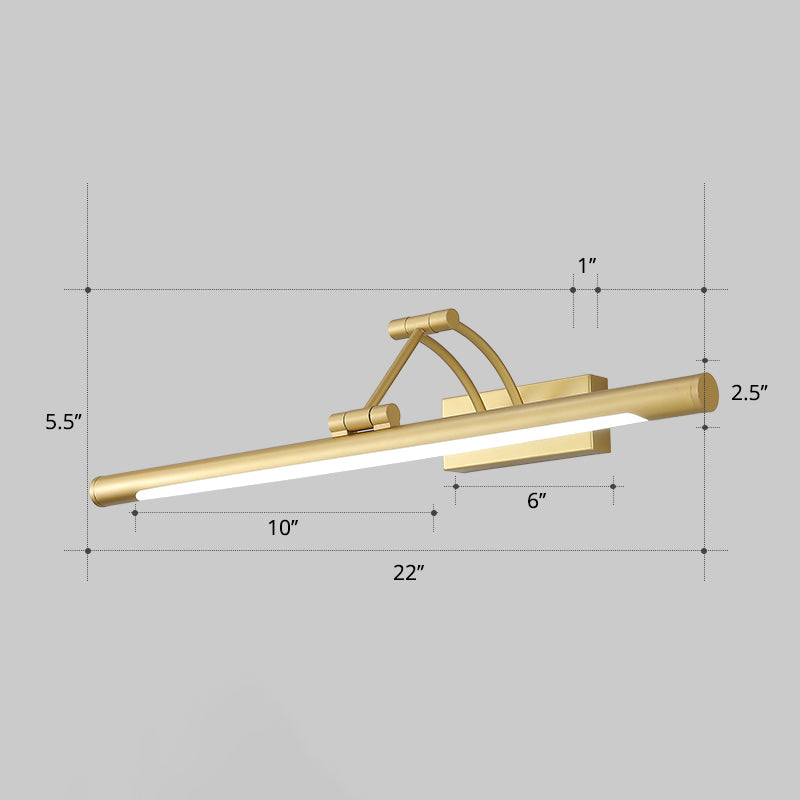 Led Wall Mount Vanity Light - Minimalist Tube Shape Acrylic Fixture With 3-Joint Swing Arm