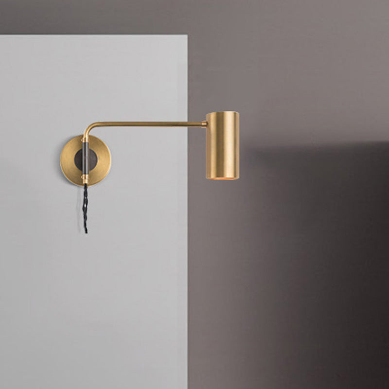 Minimalistic Metal Adjustable Tubular Wall Lamp With 1-Light Bedside Spotlight