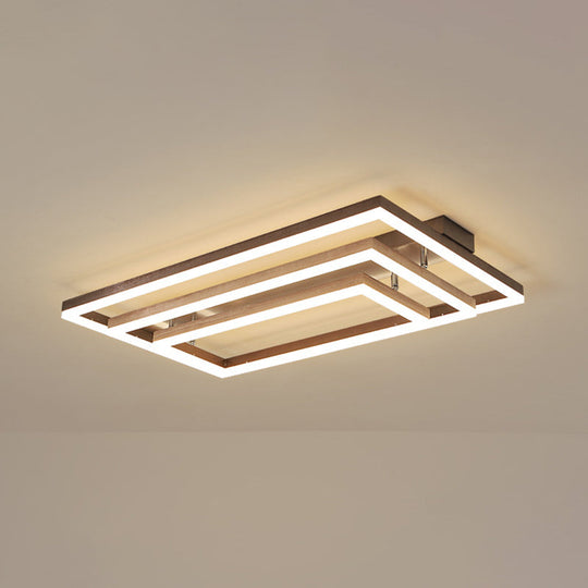 Minimalist Metal Led Flush Mount Ceiling Light With Multi-Tiered Rectangle Design For Living Room