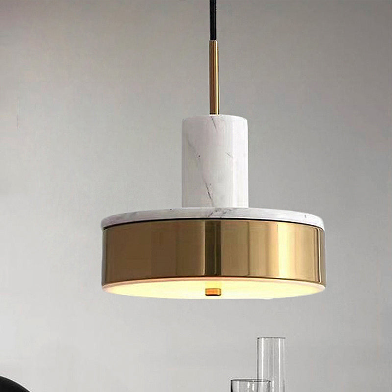 Contemporary Metal Drum Pendant Lamp - 1-Light Led Hanging Ceiling Light For Dining Room