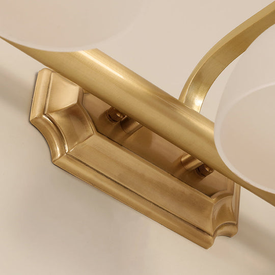 Vintage Frosted White Glass Bell Vanity Lamp - Wall Mount Bathroom Lighting Fixture