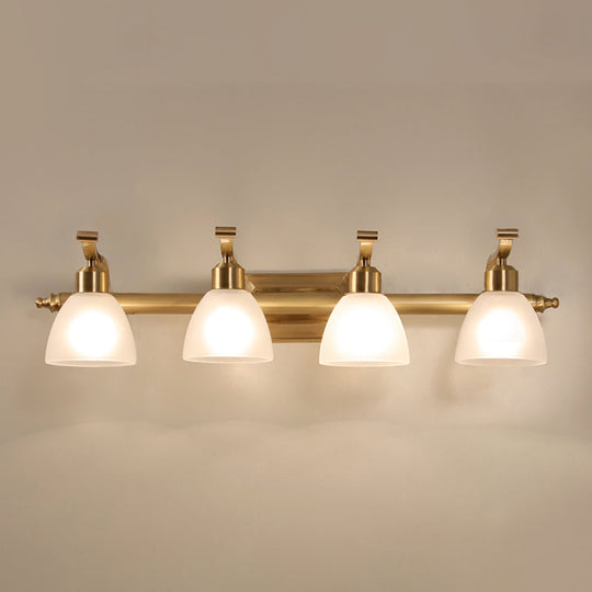 Vintage Frosted White Glass Bell Vanity Lamp - Wall Mount Bathroom Lighting Fixture 4 / Brass