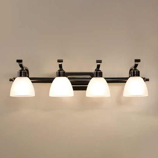 Vintage Frosted White Glass Bell Vanity Lamp - Wall Mount Bathroom Lighting Fixture 4 / Black