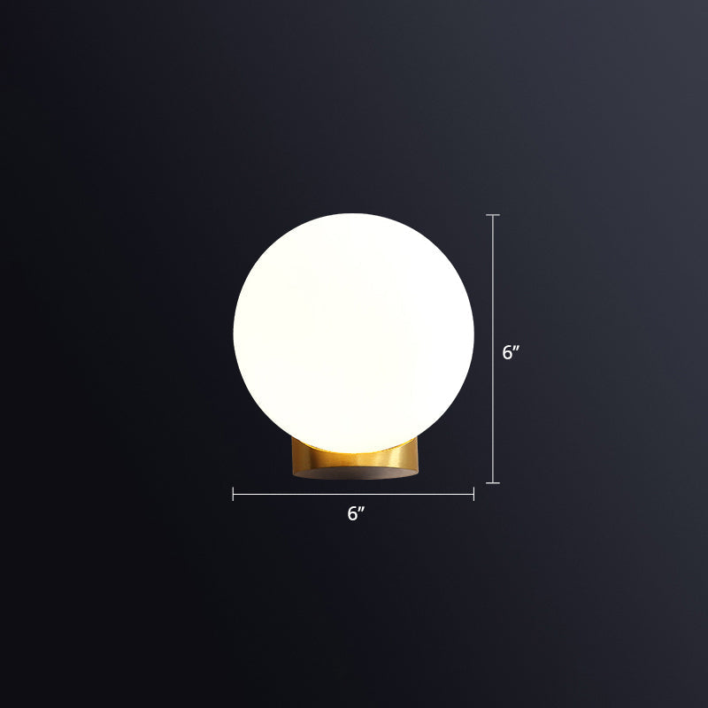 Sleek Opal Glass Wall Mount Lamp - Brass Bedside Sconce Light (1 Bulb)