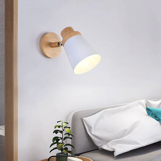 Swivel Macaron Bedside Wall Light Fixture With Metal Shade 1-Bulb Reading