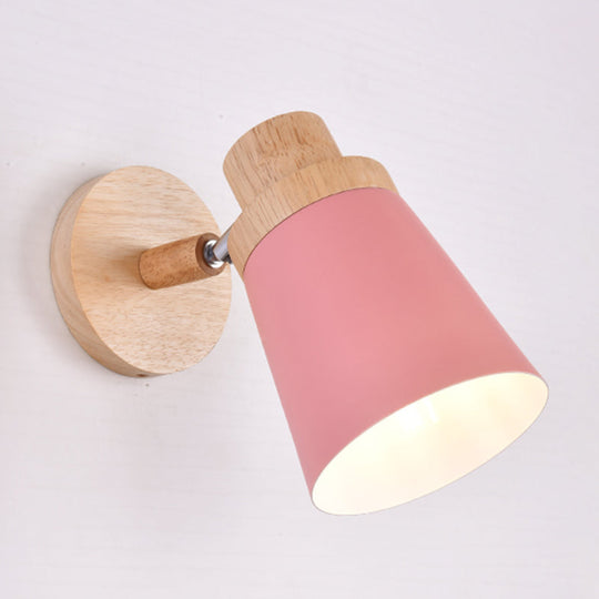 Swivel Macaron Bedside Wall Light Fixture With Metal Shade 1-Bulb Reading Pink