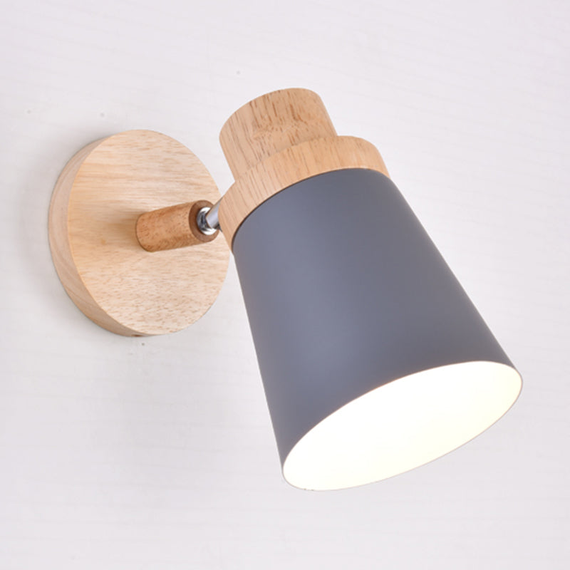 Swivel Macaron Bedside Wall Light Fixture With Metal Shade 1-Bulb Reading Grey