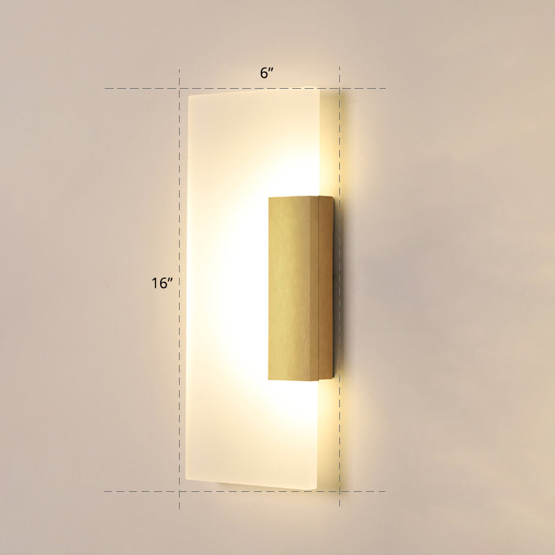 Gold Minimalist Led Wall Sconce For Hallway - Rectangular Acrylic Design