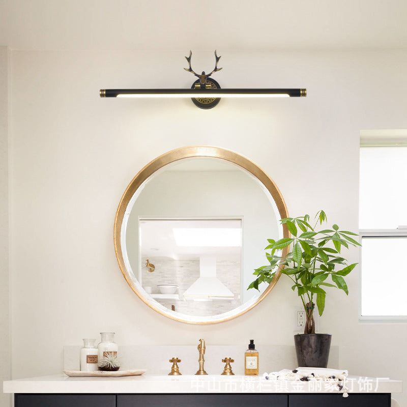 Rotatable Led Tube Vanity Light With Rustic Antler Design - Perfect For Bathroom Black / 18